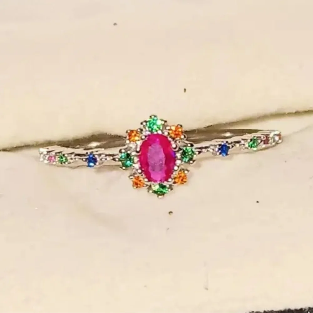 Sterling Silver Multicolor Gemstone Ring